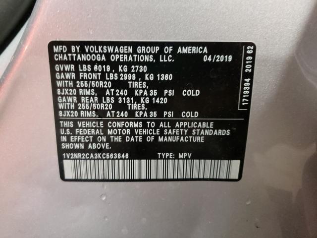 2019 VOLKSWAGEN ATLAS SEL 1V2NR2CA3KC563846