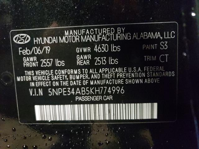 2019 HYUNDAI SONATA LIM 5NPE34AB5KH774996