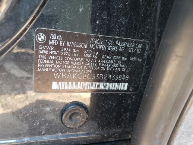 2011 BMW 750 WBAKC8C53BC433848