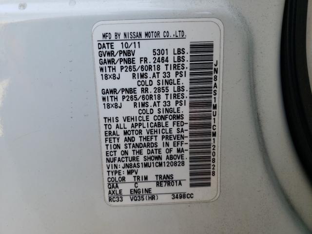 2012 INFINITI FX35 JN8AS1MU1CM120828