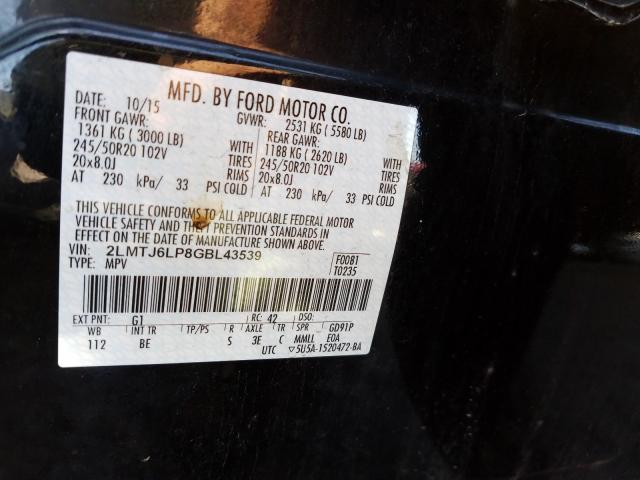 2016 LINCOLN MKX RESERV 2LMTJ6LP8GBL43539