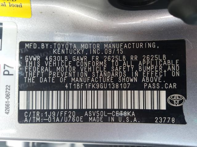 2016 TOYOTA CAMRY 4T1BF1FK9GU138107