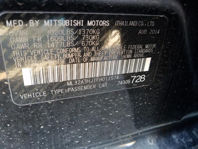 2015 MITSUBISHI MIRAGE DE ML32A3HJ1FH011574