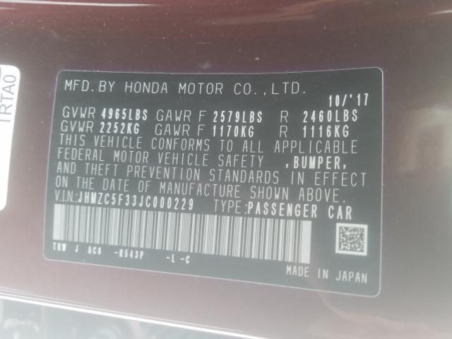 2018 HONDA CLARITY TO JHMZC5F33JC000229