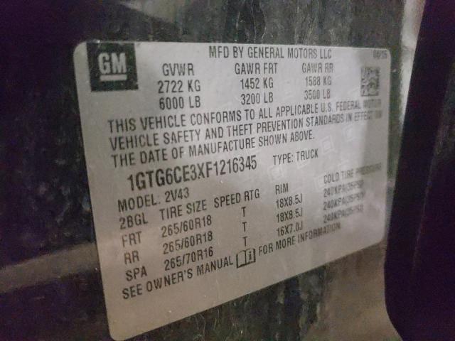 2015 GMC CANYON SLT 1GTG6CE3XF1216345