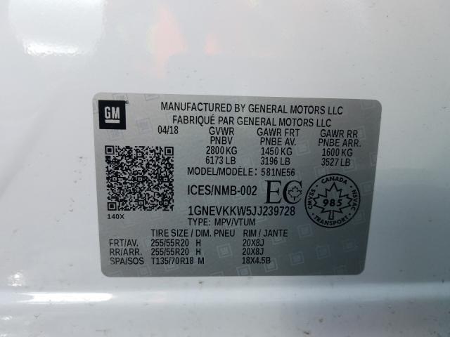 2018 CHEVROLET TRAVERSE H 1GNEVKKW5JJ239728
