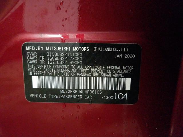 2020 MITSUBISHI MIRAGE G4 ML32F3FJ4LHF08105