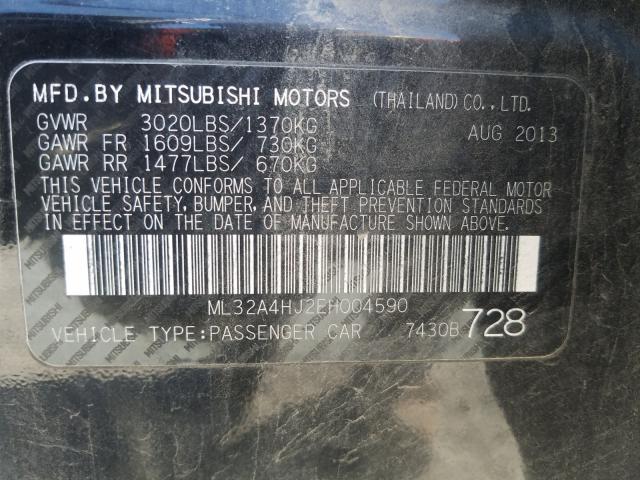 2014 MITSUBISHI MIRAGE ES ML32A4HJ2EH004590