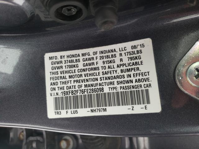 2015 HONDA CIVIC SE 19XFB2F76FE286098
