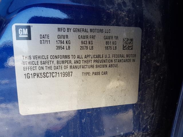 2012 CHEVROLET CRUZE ECO 1G1PK5SC7C7119987