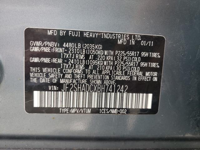 2011 SUBARU FORESTER JF2SHADCXBH741242