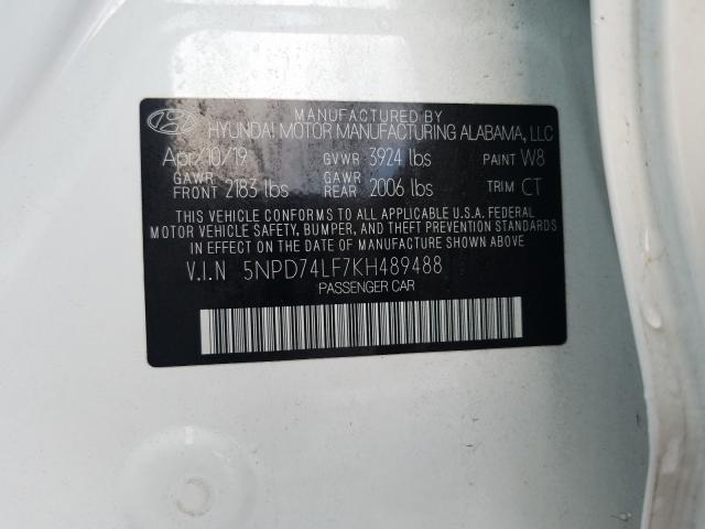 2019 HYUNDAI ELANTRA SE 5NPD74LF7KH489488
