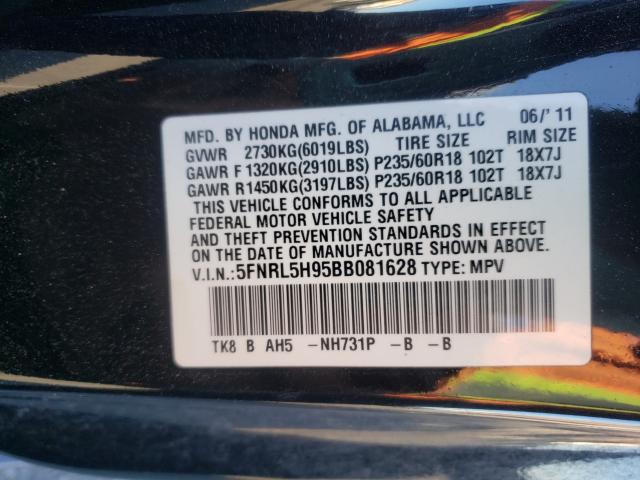 2011 HONDA ODYSSEY TO 5FNRL5H95BB081628