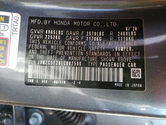 2020 HONDA CLARITY TO JHMZC5F38LC002500