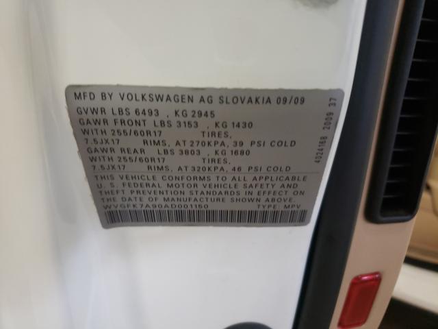 2010 VOLKSWAGEN TOUAREG TD WVGFK7A90AD001150