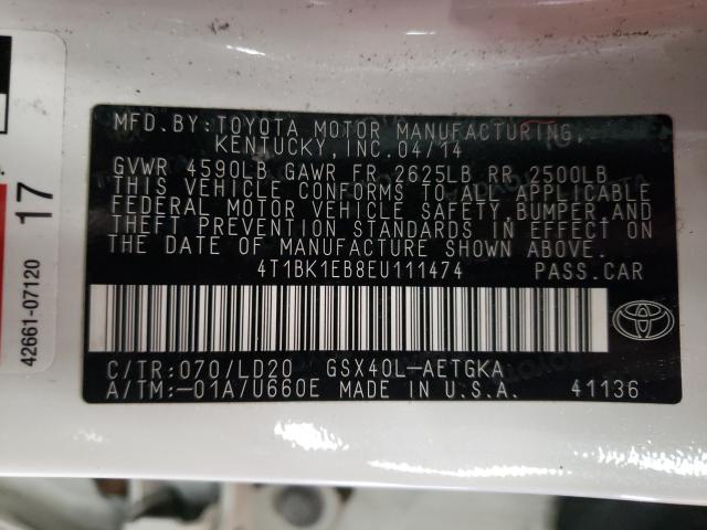 2014 TOYOTA AVALON BAS 4T1BK1EB8EU111474