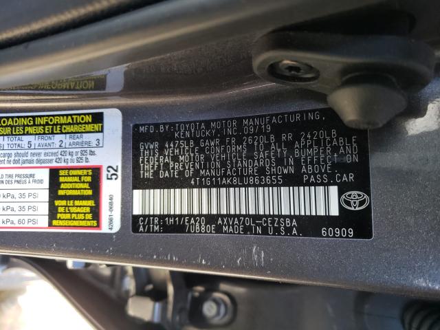 2020 TOYOTA CAMRY SE - 4T1G11AK8LU863655