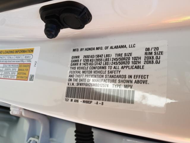 2021 HONDA PILOT SE 5FNYF6H26MB012574