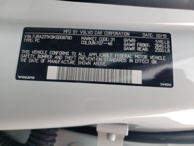 2019 VOLVO S60 T6 MOM 7JRA22TK9KG008780