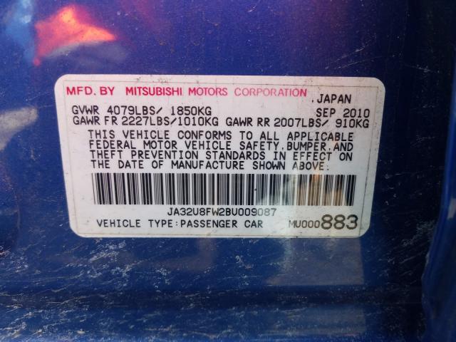 2011 MITSUBISHI LANCER GTS JA32U8FW2BU009087