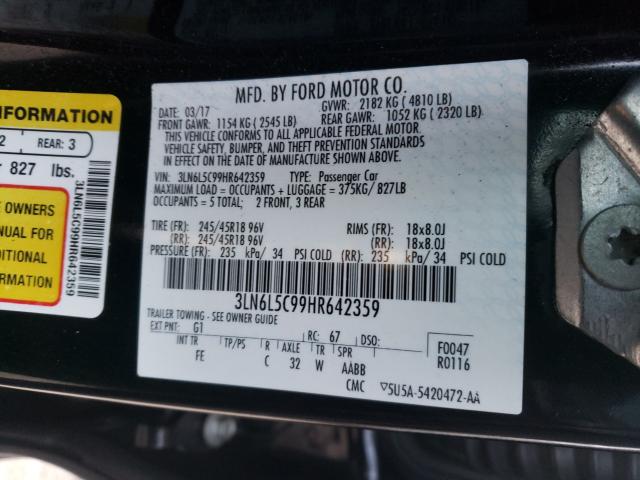 2017 LINCOLN MKZ SELECT 3LN6L5C99HR642359