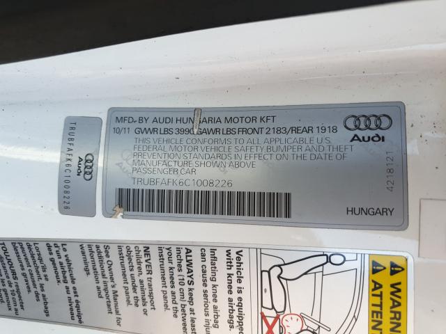 2012 AUDI TT PREMIUM TRUBFAFK6C1008226