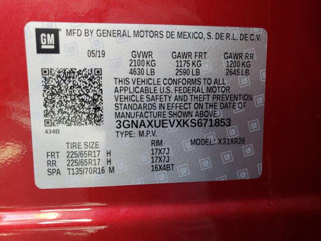 2019 CHEVROLET EQUINOX LT - 3GNAXUEVXKS671853