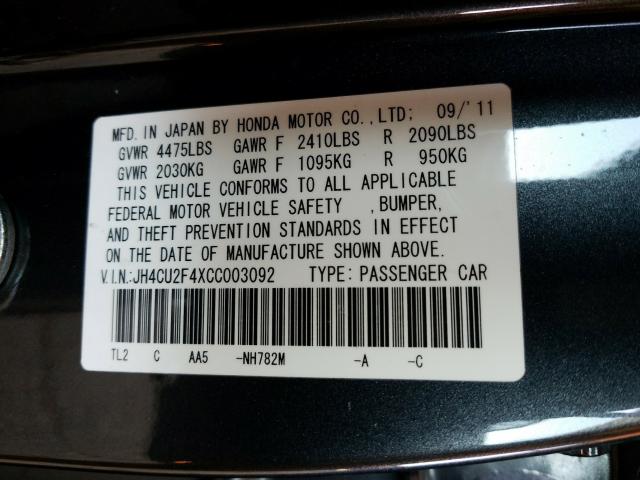 2012 ACURA TSX JH4CU2F4XCC003092
