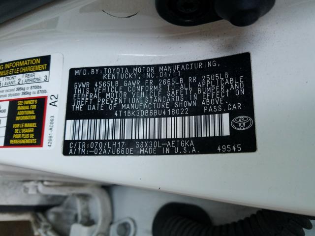 2011 TOYOTA AVALON BAS 4T1BK3DB6BU418022