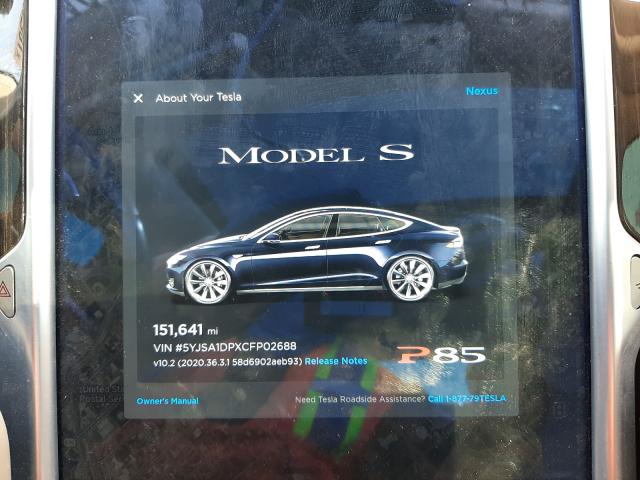 2012 TESLA S P85 5YJSA1DPXCFP02688