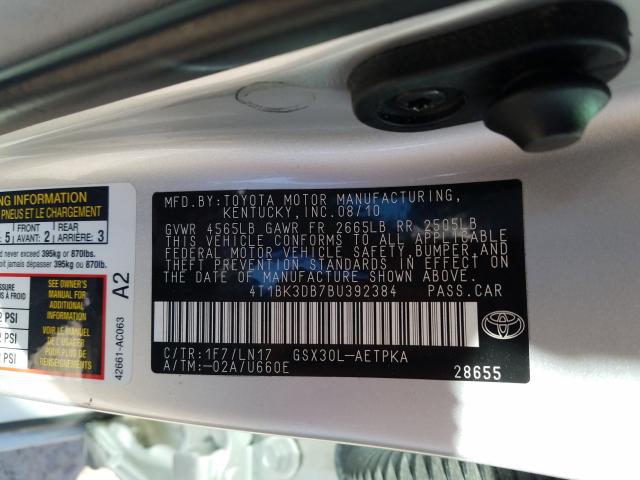2011 TOYOTA AVALON BAS 4T1BK3DB7BU392384