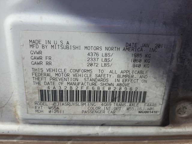 2011 MITSUBISHI GALANT FE 4A32B2FF6BE020962
