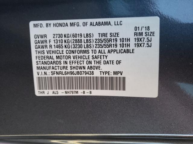 2018 HONDA ODYSSEY EL 5FNRL6H96JB079438