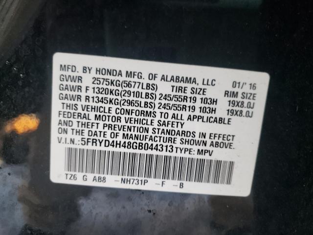 2016 ACURA MDX TECHNO 5FRYD4H48GB044313