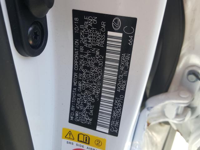 2019 LEXUS ES 300H JTHB21B19K2013012