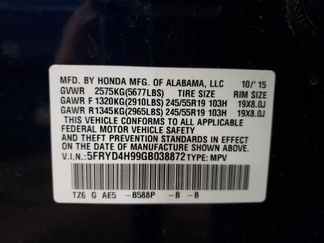 2016 ACURA MDX ADVANC 5FRYD4H99GB038872