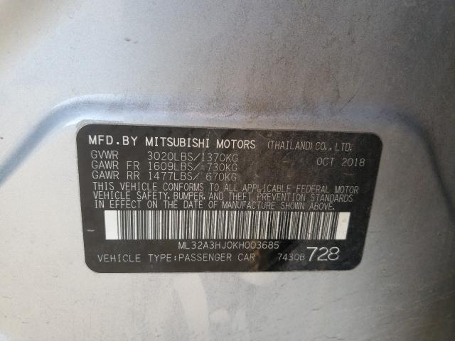 2019 MITSUBISHI MIRAGE ES ML32A3HJ0KH003685