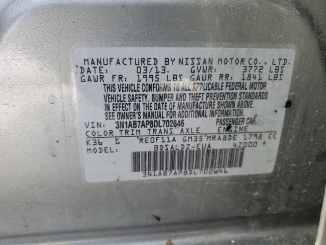 2013 NISSAN SENTRA S 3N1AB7AP8DL702646