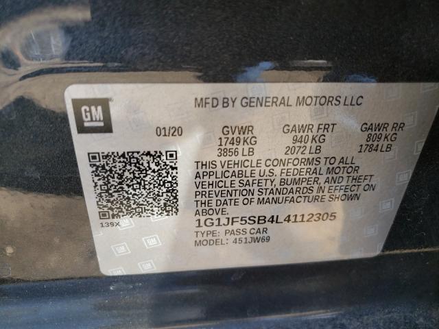 2020 CHEVROLET SONIC PREM 1G1JF5SB4L4112305