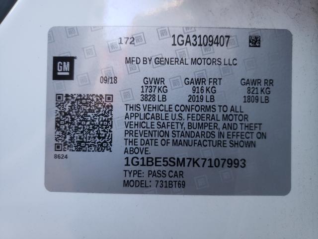 2019 CHEVROLET CRUZE LT - 1G1BE5SM7K7107993