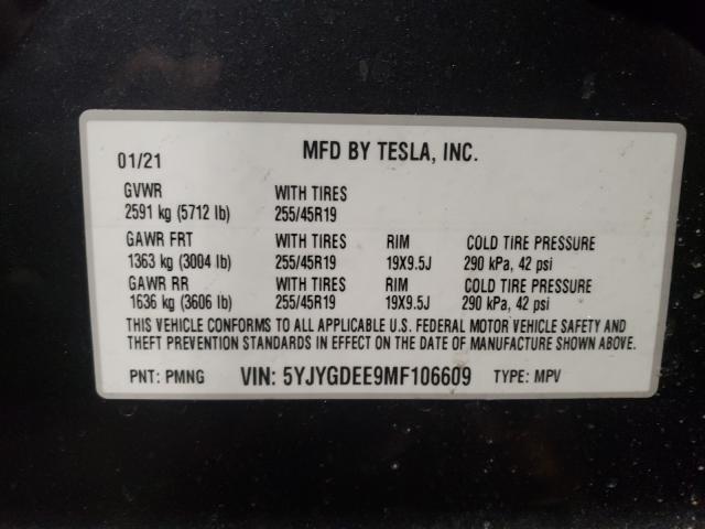 2021 TESLA MODEL Y 5YJYGDEE9MF106609