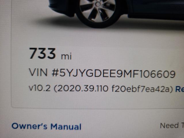 2021 TESLA MODEL Y 5YJYGDEE9MF106609