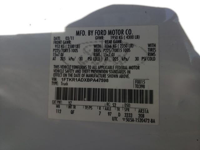 2011 FORD RANGER 1FTKR1ADXBPA47598