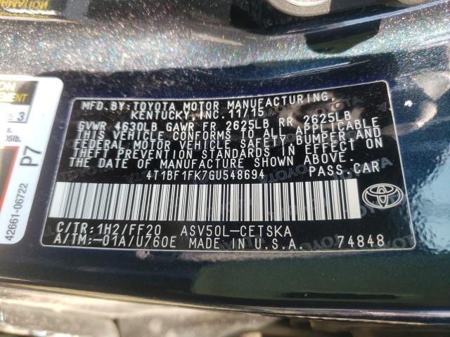 2016 TOYOTA CAMRY LE 4T1BF1FK7GU548694