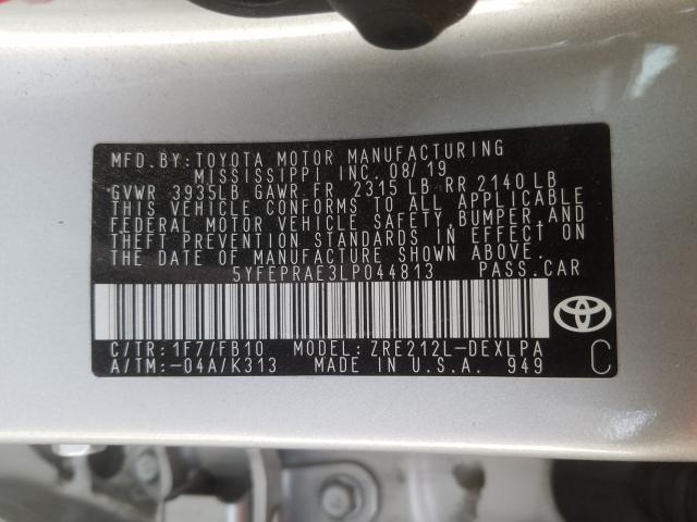 2020 TOYOTA COROLLA LE 5YFEPRAE3LP044813