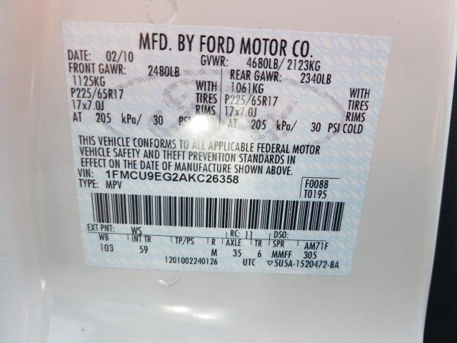 2010 FORD ESCAPE LIM 1FMCU9EG2AKC26358
