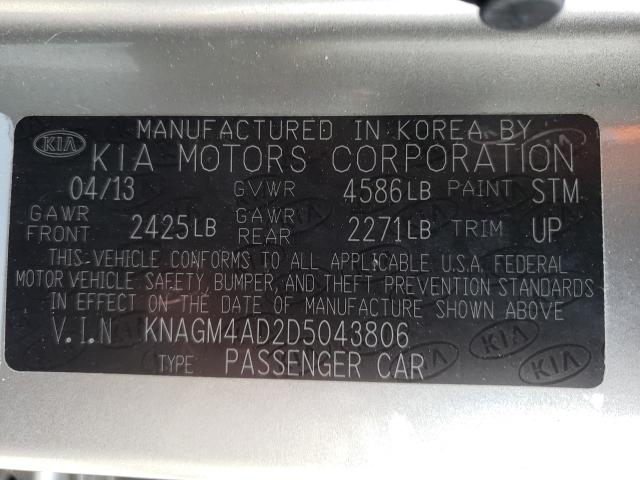 2013 KIA OPTIMA HYB KNAGM4AD2D5043806