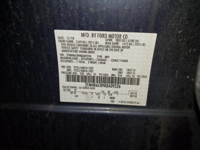 2019 FORD FLEX SEL 2FMHK6C89KBA09326
