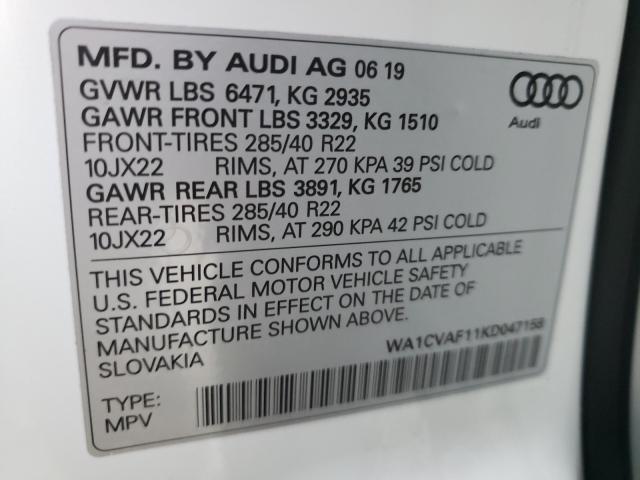 2019 AUDI Q8 PRESTIG WA1CVAF11KD047158
