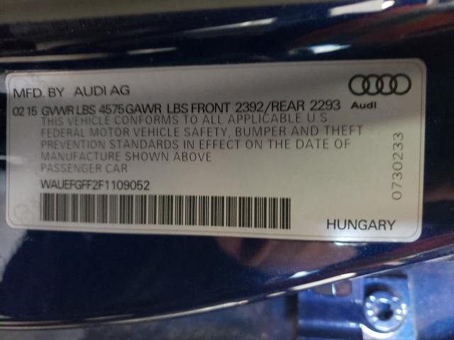 VIN WAUEFGFF2F1109052 2015 AUDI A3 no.10